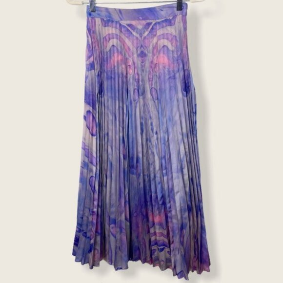 Anthropologie Siddhartha Bansal Marble Dye Skirt Size 2 Pleated Bohemian Boho - Picture 3 of 10